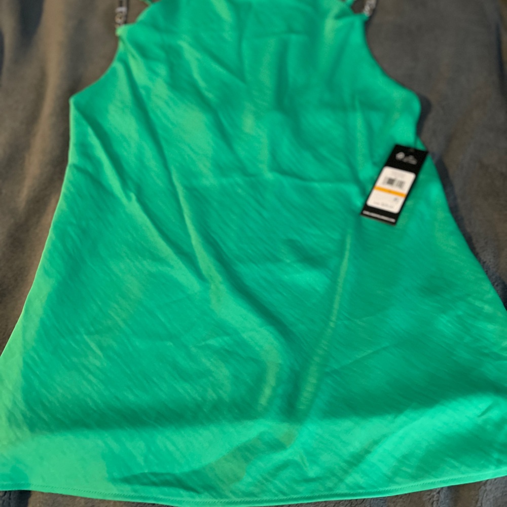KARL LAGERFELD PARIS Green Solid Cowl Neck Sleeveless - Picture 5 of 5
